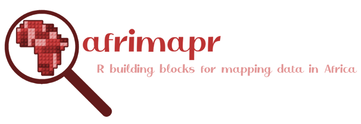 logo for the afrimapr project showing africa under a magnifying glass, with a headmap in different shades of red over the continent